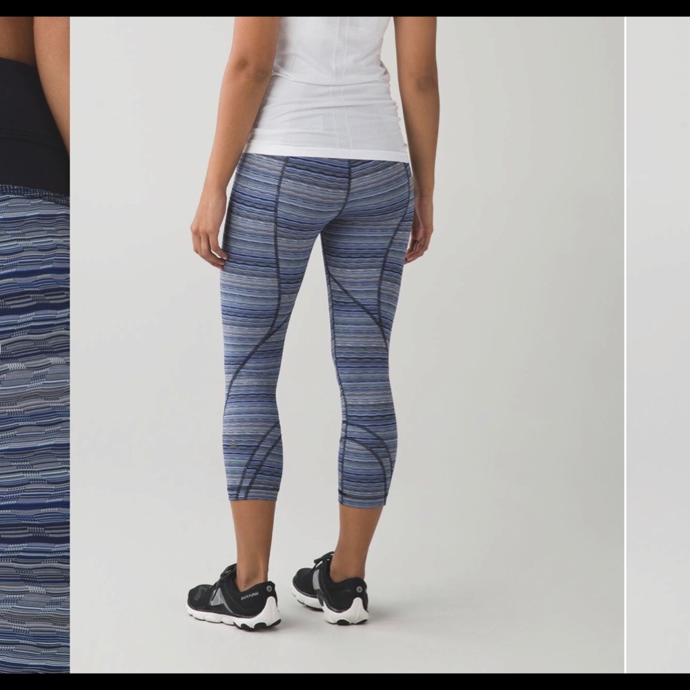 Lululemon Space Dye Blue Run Inspire II Crop Sz 6
